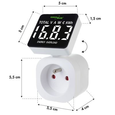 6. GREENBLUE Energiezähler, Wattmeter, 16 A, max. 3680 W, Speichersicherung GB620 E