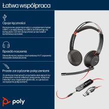 Poly Blackwire 5220 Stereo-Kopfhörer USB-C Headset + 3,5-mm-Klinkenstecker + USB-C/A-Adapter 8X231AA