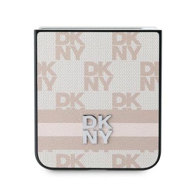 5. DKNY Checkered Pattern Printed Stripes Hülle für Samsung Galaxy Z Flip 6 – Rosa