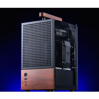 29. Jonsbo T6 Gehäuse, Mini-Tower, Mini-ITX, gehärtetes Glas, Holz – Schwarz