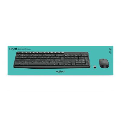 Logitech MK235 920-007931 Membran-Tastatur + Maus-Set (USB 3.0; grau; optisch)