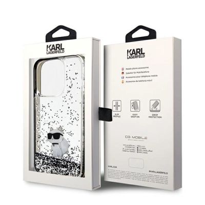 8. Karl Lagerfeld Liquid Glitter Choupette Hülle für iPhone 14 Pro Max – transparent