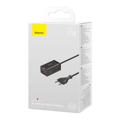 10. Baseus GaN3 Pro Schnellladegerät GaN 2 x USB Typ C / 2 x USB 65W PD, QC4.0+, AFC, PPS + Kabel USB Typ C - USB Typ C 1m schwarz (CCGP040101)