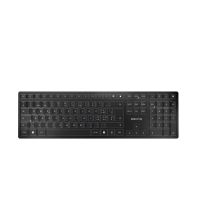 CHERRY KW 9100 SLIM Universal-Tastatur mit Funk- und Bluetooth-Funktion, QWERTZ-Schriftzug, Schweizer System, Schwarz