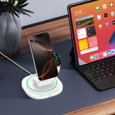 9. Tech-Protect QI15W-A46 3in1 Magnetisches MagSafe Induktives Ladegerät - Weiß