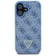 3. Guess Leder-Umhängetasche mit Metall-Logo und Strass für iPhone 16 – Blau