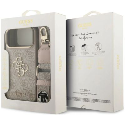 9. Guess 4G Big 4G Classic Logo Big Strap Metal Buttons Hülle für iPhone 18 Pro Max / 17 Pro Max – rosa