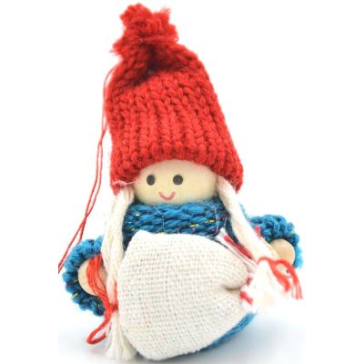 Dekorative Puppe mit Tasche, blaues Mädchen, 7,5 cm