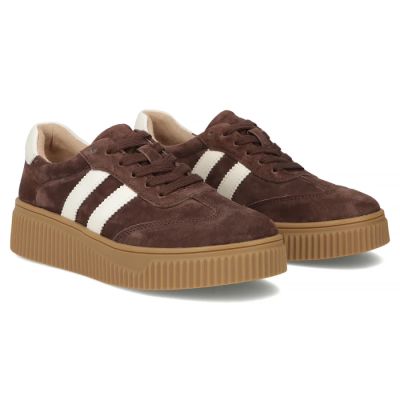5. Damen-Plateauschuhe aus braunem Leder und Wildleder, Modell Filippo DP6776