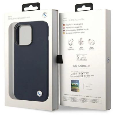 8. Hülle BMW BMHMP14XSILNA iPhone 14 Pro Max 6.7" marineblau/navy Silikon Metall Logo MagSafe