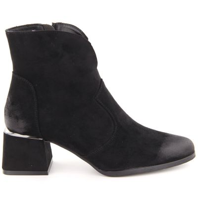 8. Schwarze Wildleder-Ankle-Boots mit hohem Absatz für Damen, Potocki 12422