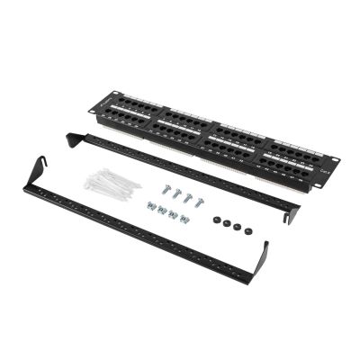 5. LANBERG Patchpanel, 48 Ports, 2 HE, Cat.6, Schwarz, PPU6-2048-B