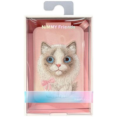 7. Nimmy Neue magnetische Geldbörse mit großen Augen und niedlichen Haustieren 2.0 Katze mit Handyhalterung – Rosa