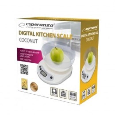 3. ESPERANZA elektronische Küchenwaage mit Schüssel COCONUT EKS007