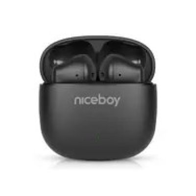 Niceboy Beans 4 POP schwarz / Kabellose Kopfhörer mit Mikrofon / Bluetooth 5.4 / IPX4 / Ladecase