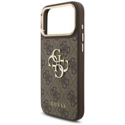 6. Guess 4G Big 4G Classic Logo Big Strap Metal Buttons Case für iPhone 17 Pro Max - Braun