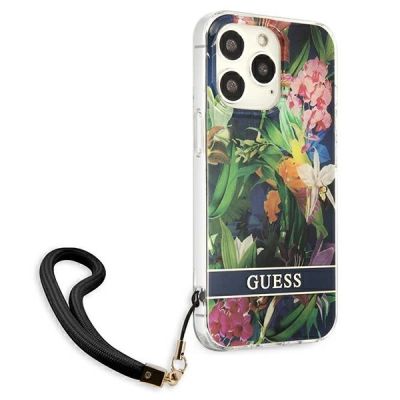 4. Guess GUHCP13LHFLSB iPhone 13 Pro / 13 6.1" Blau/Blau Hardcase Flower Strap