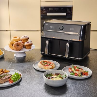 9. Braun TwinCook 5 Doppel-Heißluftfritteuse (10 l, 2800 W), Schwarz