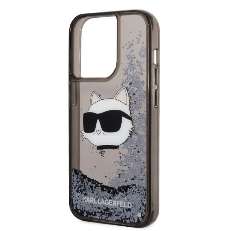6. Karl Lagerfeld KLHCP14LLNCHCK iPhone 14 Pro 6.1" schwarz/schwarz Hardcase Glitter Choupette Head