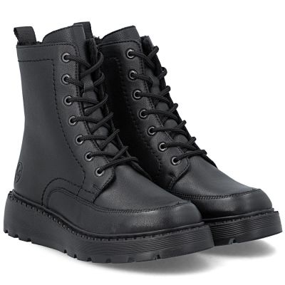 4. Schwarze Damen-Ankle-Boots aus Leder mit Plateau, Rieker 70410-00