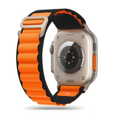 Tech-Protect Nylon Pro Armband für Apple Watch 4 / 5 / 6 / 7 / 8 / 9 / SE / Ultra 1 / 2 (42/44/45/49 mm) – Schwarz und Orange