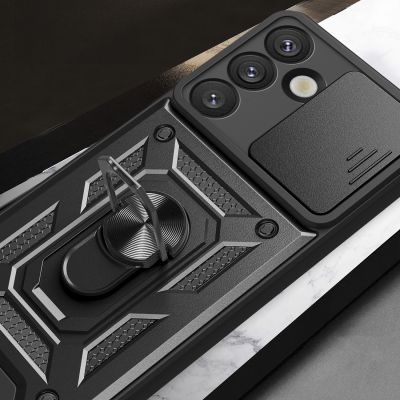 7. Hybrid Armor Camshield-Hülle mit Kameraabdeckung und Metallring für Samsung Galaxy S25 – Schwarz