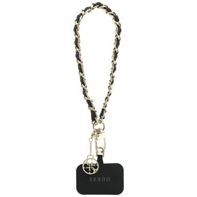 2. Guess GUOUCHSAMC4K Universal-Handschlaufenetui – schwarzer Saffiano-Kette 4G-Charm