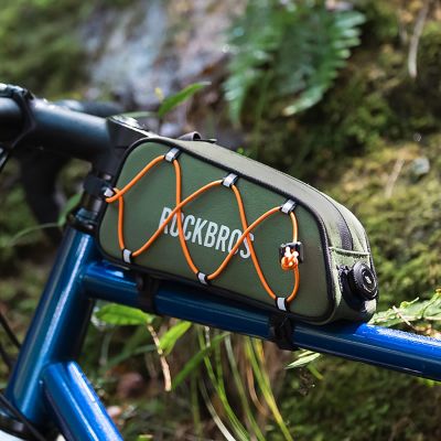9. Rockbros 30120045001 ROAD TO SKY Fahrradtasche für das Oberrohr, wasserdicht, 0,7 l – grün