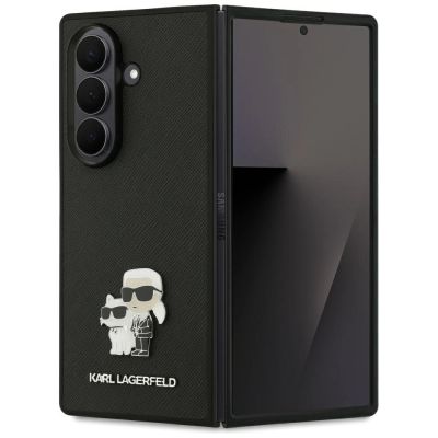 Karl Lagerfeld Saffiano Karl&Choupette Pin Case für Samsung Galaxy Z Fold7 – Schwarz