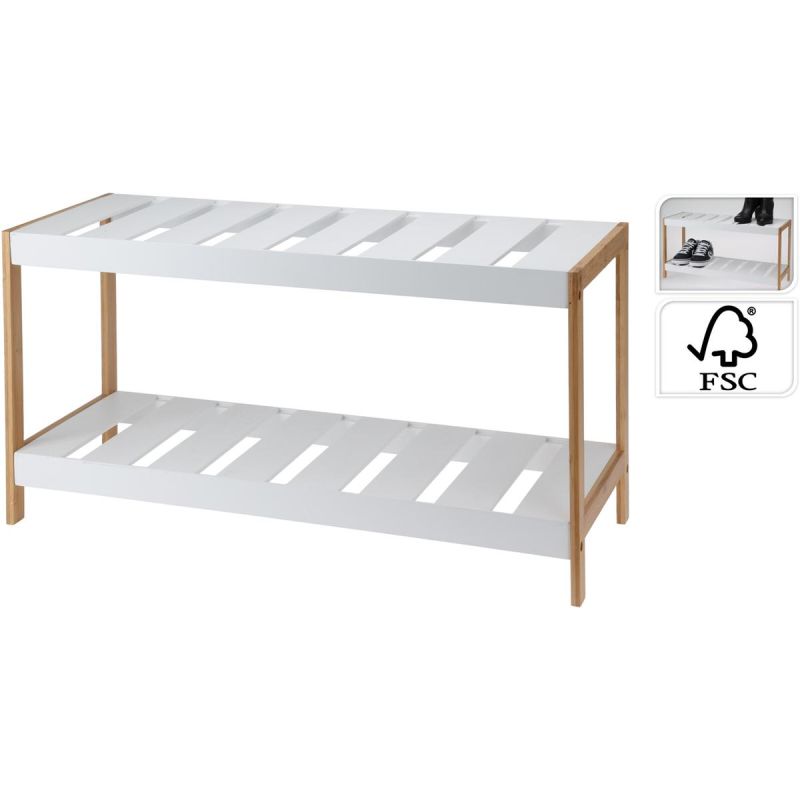 4. Schuhschrank aus Bambus, 2 Ebenen