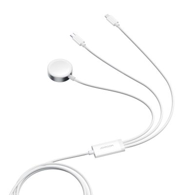 3. Joyroom S-IW008 3-in-1-Kabel magnetisches Ladegerät USB-A – Lightning/USB-C 1,2 m – Weiß