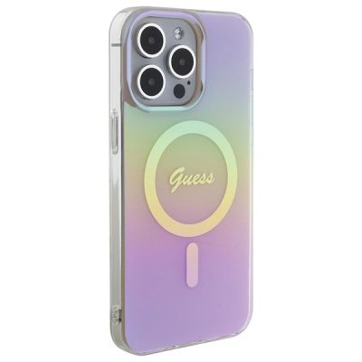4. Guess IML Iridescent MagSafe Hülle für iPhone 15 Pro – Rosa