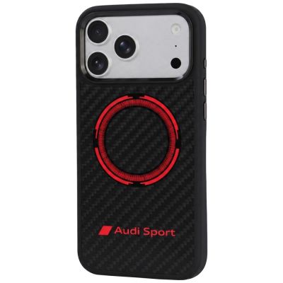 2. Audi RSQ Carbonfaser Sport Red Circle MagSafe Hülle für iPhone 18 Pro Max / 17 Pro Max - Schwarz