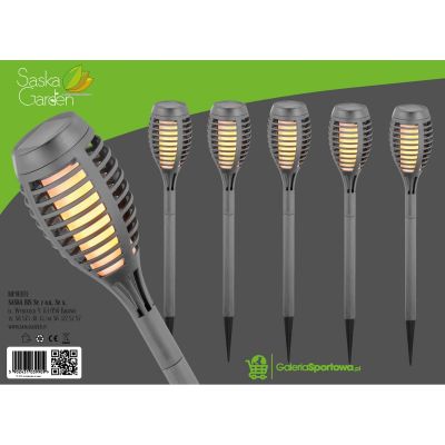 15. Solar-Taschenlampe mit tanzenden Flammen, 12 SMD-LEDs, 7,5 x 7,5 x 46,5 cm, 5er-Set