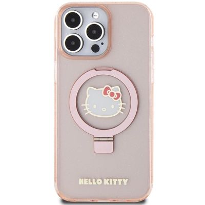 3. Hello Kitty Ringständer Glitzer Electrop Logo MagSafe Hülle für iPhone 15 Pro Max – Pink
