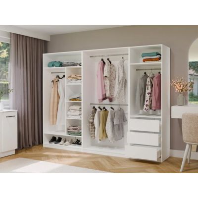 7. Garderobenschrank OPENO 1W1P3S WEISS – Modulares Regal mit Kleiderstange und 3 Schubladen