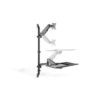 26. Einzelner, wandmontierter Monitorarm mit LCD-Bildschirm und Tastatur, max. 32 Zoll, max. 8 kg, neig- und schwenkbar