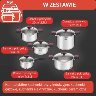 7. TEFAL Cook & Clip Topfset, 10-teilig G723SA74