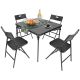 2. TOURISTEN-CATERING-SET, KLAPPTISCH 86,5 x 86,5 x 71 CM UND 4 SCHWARZE STÜHLE