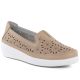 Bequeme Damen-Lederschuhe mit durchbrochenem Muster in Beige, Evento 6849