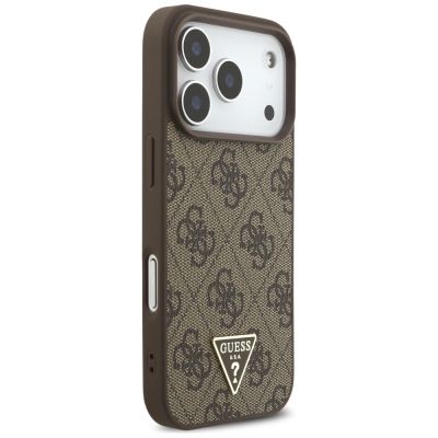 4. Guess 4G Strap Triangle Logo MagSafe Hülle für iPhone 17 Pro - braun