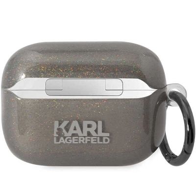 2. Karl Lagerfeld KLAP2HNKCTGK Airpods Pro 2 Hülle schwarz/schwarz Gliter Karl&Choupette
