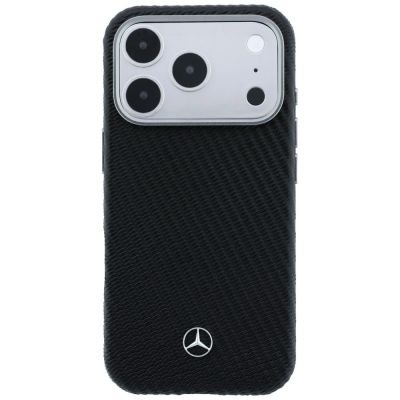 3. Mercedes Leder-Halbhülle in Holzoptik mit MagSafe-Funktion für iPhone 17 Pro Max – Schwarz