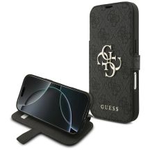 Guess Book 4G Metall-Logo-Hülle für iPhone 18 Pro / 17 Pro – Schwarz