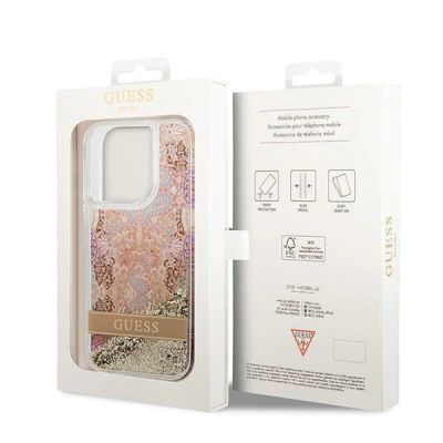 8. Guess Paisley Liquid Glitter Hülle für iPhone 14 Pro - Gold