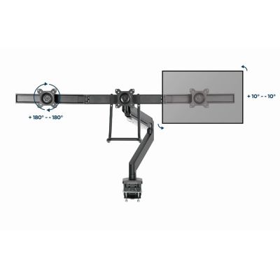 25. GEMBIRD Verstellbarer Schreibtischarm/Halterung für 3 Monitore 17-27 Zoll, VESA 100x100 mm, bis zu 6 kg