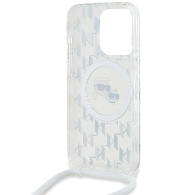 5. Karl Lagerfeld IML Crossbody Monogram Karl & Choupette Head MagSafe Hülle für iPhone 15 Pro Max – Transparent