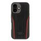 Audi Echtleder MagSafe iPhone 16 6,1" schwarz-rot/schwarz-rot Hardcase AU-TPUPCMIP16-R8/D3-RD