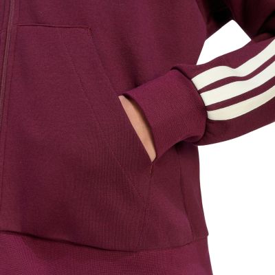 5. adidas Essentials Damen-Sweatshirt mit 3 Streifen, durchgehendem Reißverschluss und burgunderrotem Reißverschluss KX0785