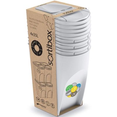 9. Mülltonnen 35 l Sortibox Set 4-teilig, grau